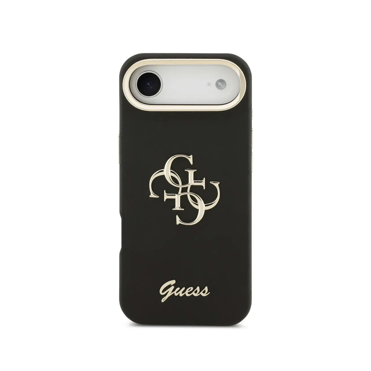 GUESS iPhone 17 Air Case – Black Grain Effect Case with Logo and Stand, Functional Design and Precise Fit
