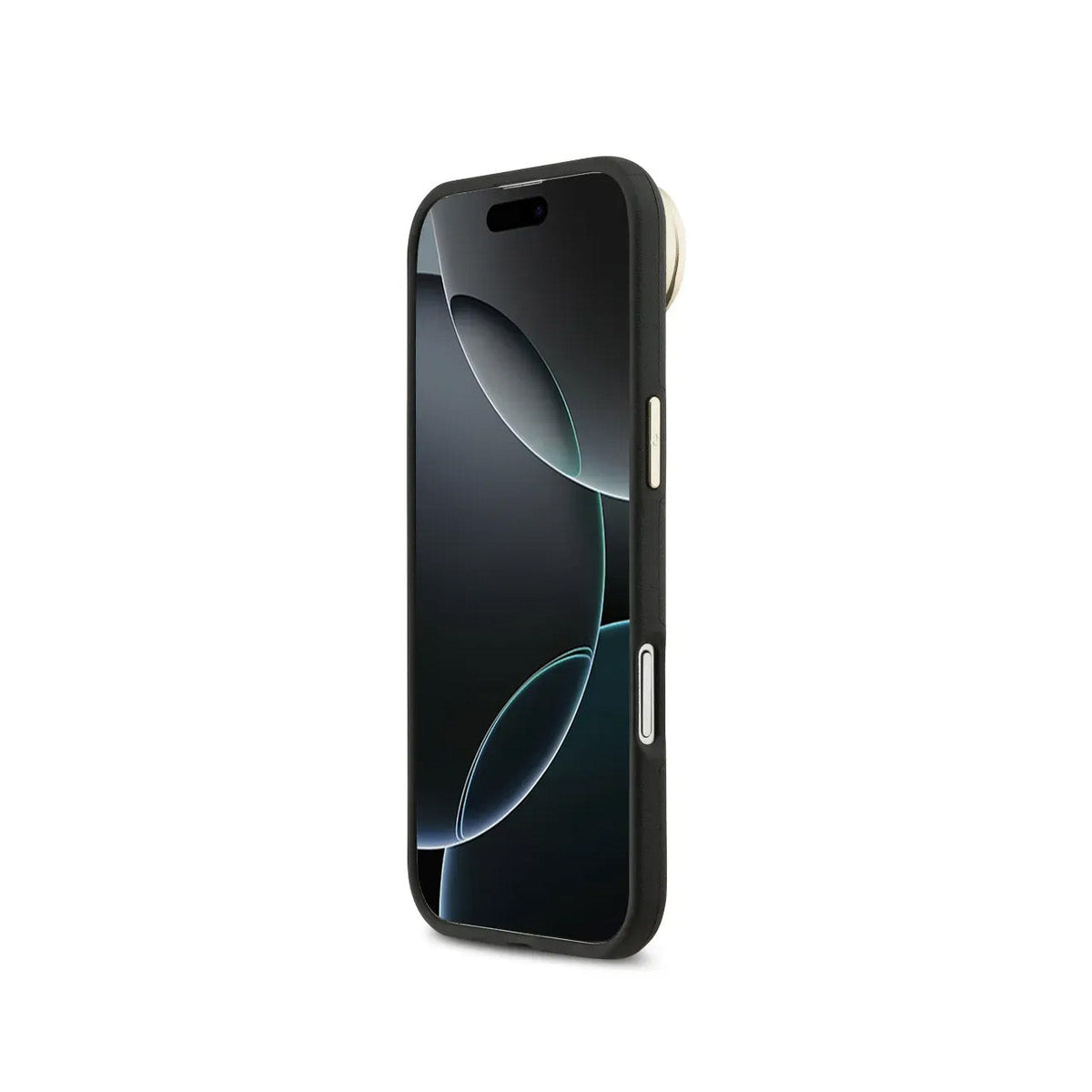 GUESS iPhone 17 Air Case – Black Grain Effect Case with Logo and Stand, Functional Design and Precise Fit