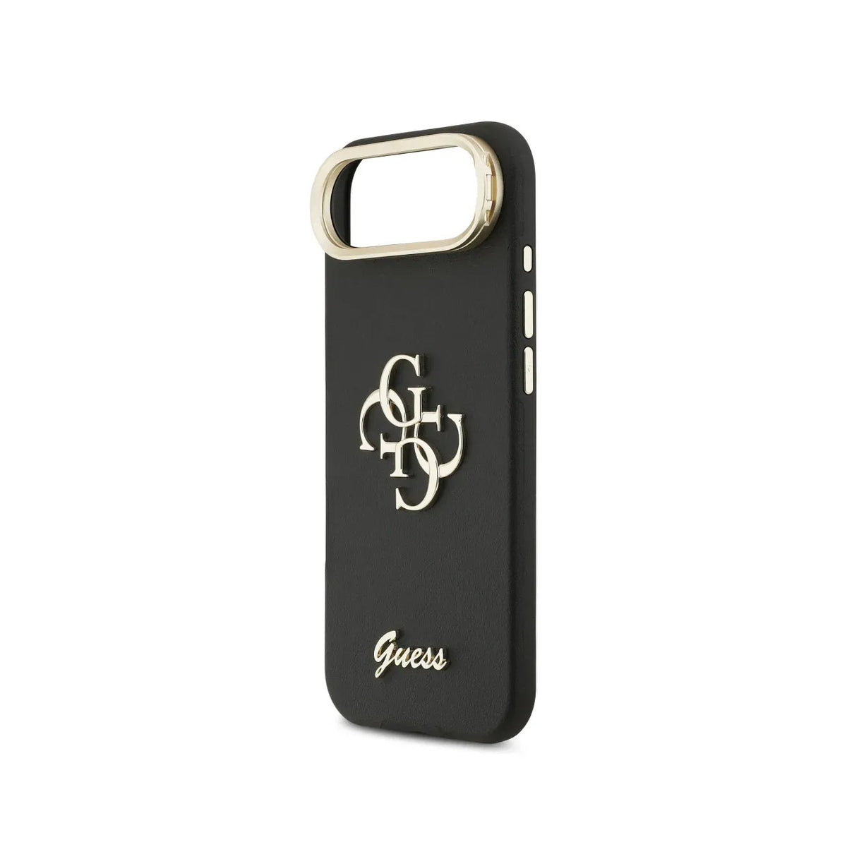 GUESS iPhone 17 Air Case – Black Grain Effect Case with Logo and Stand, Functional Design and Precise Fit