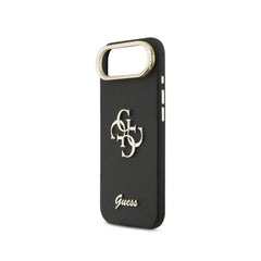 GUESS iPhone 17 Air Case – Black Grain Effect Case with Logo and Stand, Functional Design and Precise Fit