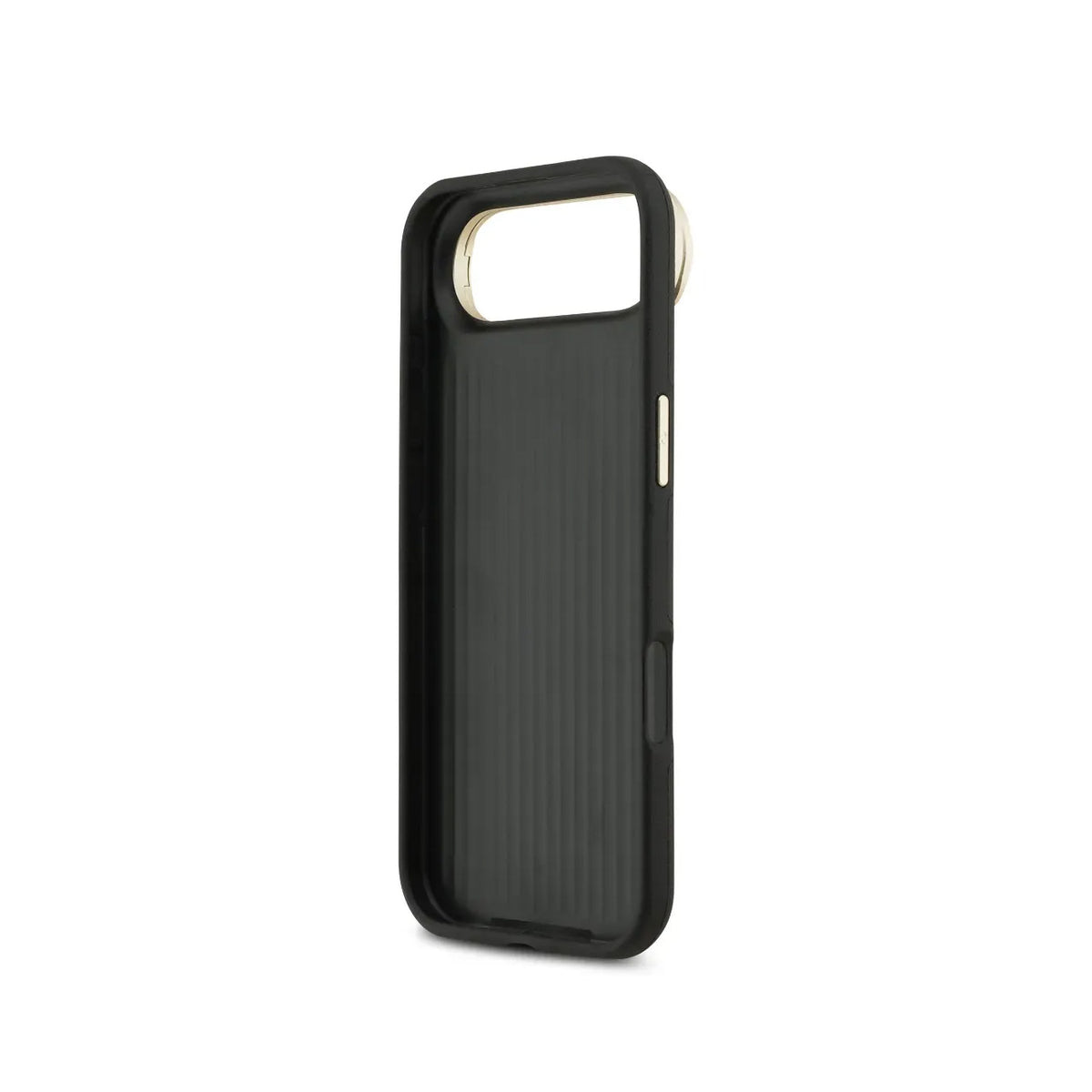 GUESS iPhone 17 Air Case – Black Grain Effect Case with Logo and Stand, Functional Design and Precise Fit