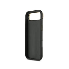 GUESS iPhone 17 Air Case – Black Grain Effect Case with Logo and Stand, Functional Design and Precise Fit