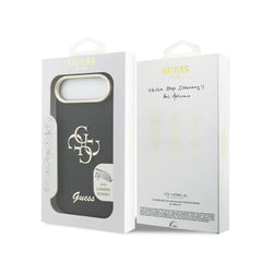 GUESS iPhone 17 Air Case – Black Grain Effect Case with Logo and Stand, Functional Design and Precise Fit