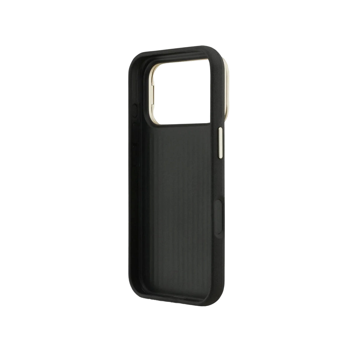 GUESS Funda Efecto Granulado con Logo 4G para iPhone 17 Pro/18 Pro con Soporte Integrado, Negra