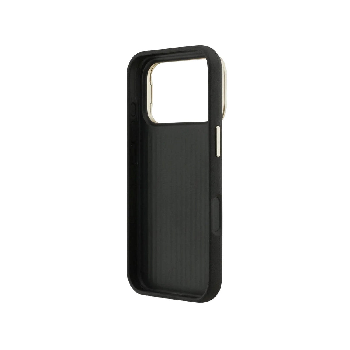 GUESS Funda Efecto Granulado Logo 4G para iPhone 17 Pro Max/18 Pro Max con Soporte Integrado, Negra