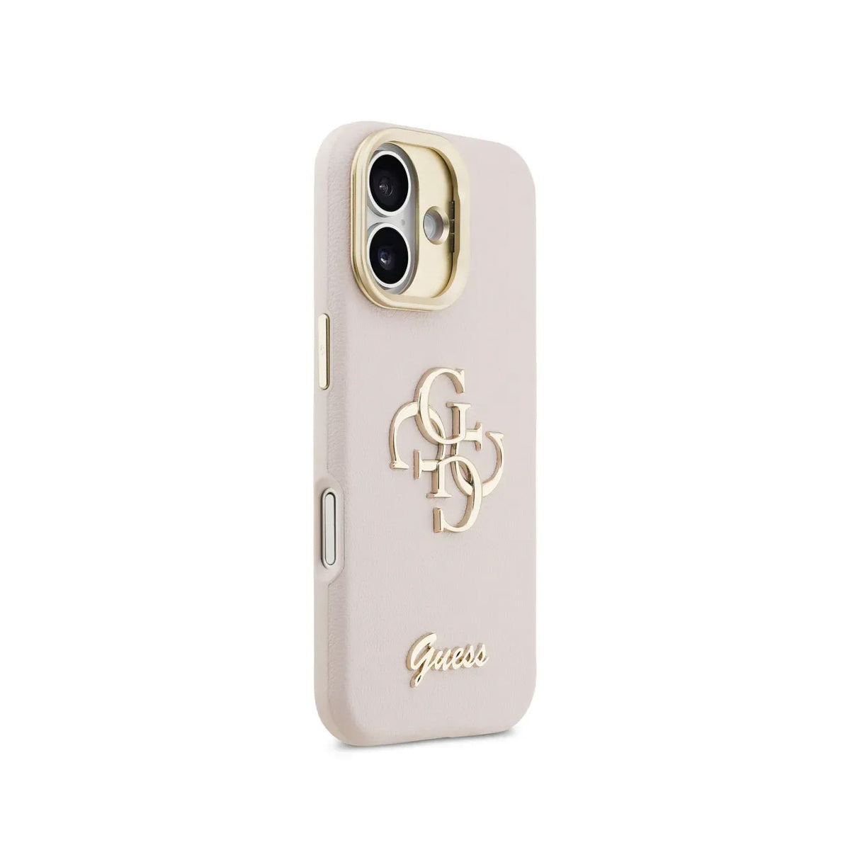 Guess Funda Efecto Granulado Logo 4G para iPhone 17 con Soporte y Protección Anticaídas, Rosa