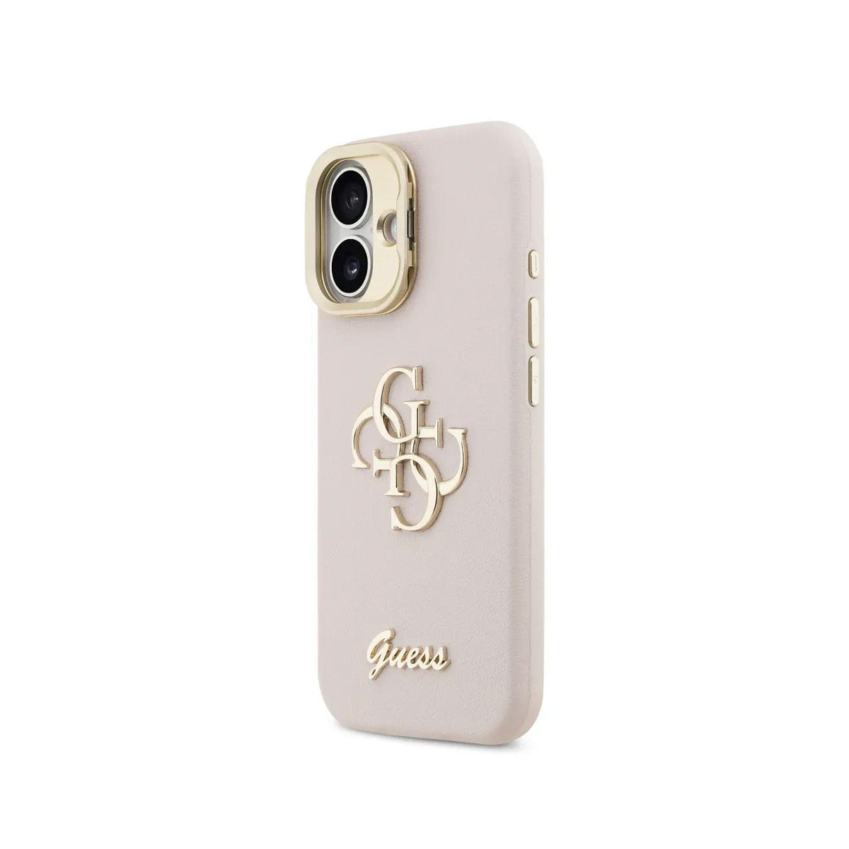 Guess Funda Efecto Granulado Logo 4G para iPhone 17 con Soporte y Protección Anticaídas, Rosa