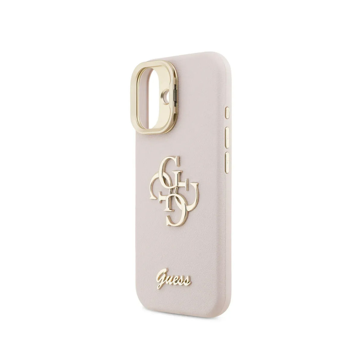 Guess Funda Efecto Granulado Logo 4G para iPhone 17 con Soporte y Protección Anticaídas, Rosa
