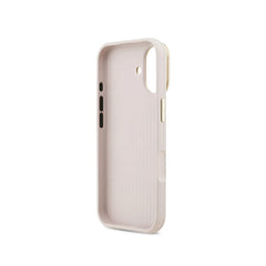 Guess Funda para iPhone 17 – Carcasa con Soporte y Efecto Granulado Rosa con Logo, Protección Anticaídas y Ajuste Preciso