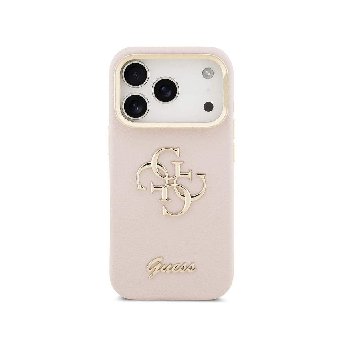 GUESS Funda Efecto Granulado con Logo Clásico para iPhone 17 Pro/18 Pro con Soporte Integrado, Rosa