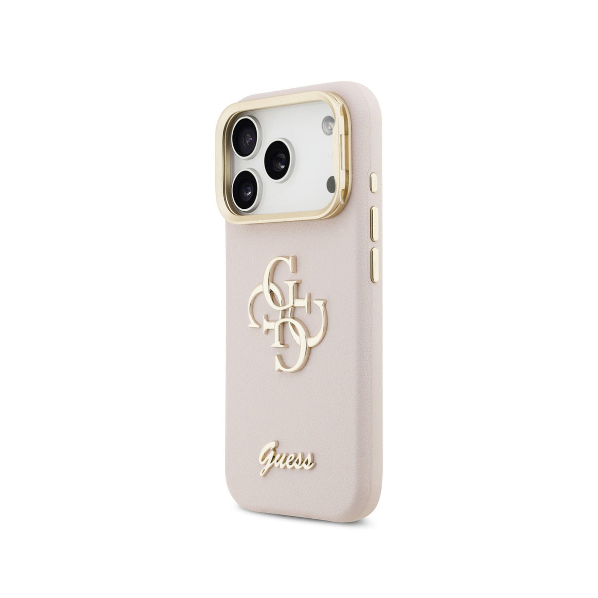 Guess Funda Efecto Granulado Logo Clásico para iPhone 17 Pro Max/18 Pro Max con Soporte Integrado y Protección Anticaídas, Rosa