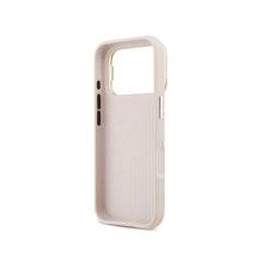 Guess Funda Efecto Granulado Logo Clásico para iPhone 17 Pro con Soporte Integrado y Protección Anticaídas, Rosa