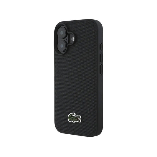 Lacoste iPhone 17 Case – PVC Case with MagSafe Black Petit Piqué with Lacquered Logo, Secure Protection and Precise Fit