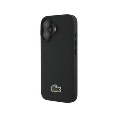 Lacoste iPhone 17 Case – PVC Case with MagSafe Black Petit Piqué with Lacquered Logo, Secure Protection and Precise Fit