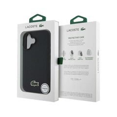 Lacoste iPhone 17 Case – PVC Case with MagSafe Black Petit Piqué with Lacquered Logo, Secure Protection and Precise Fit