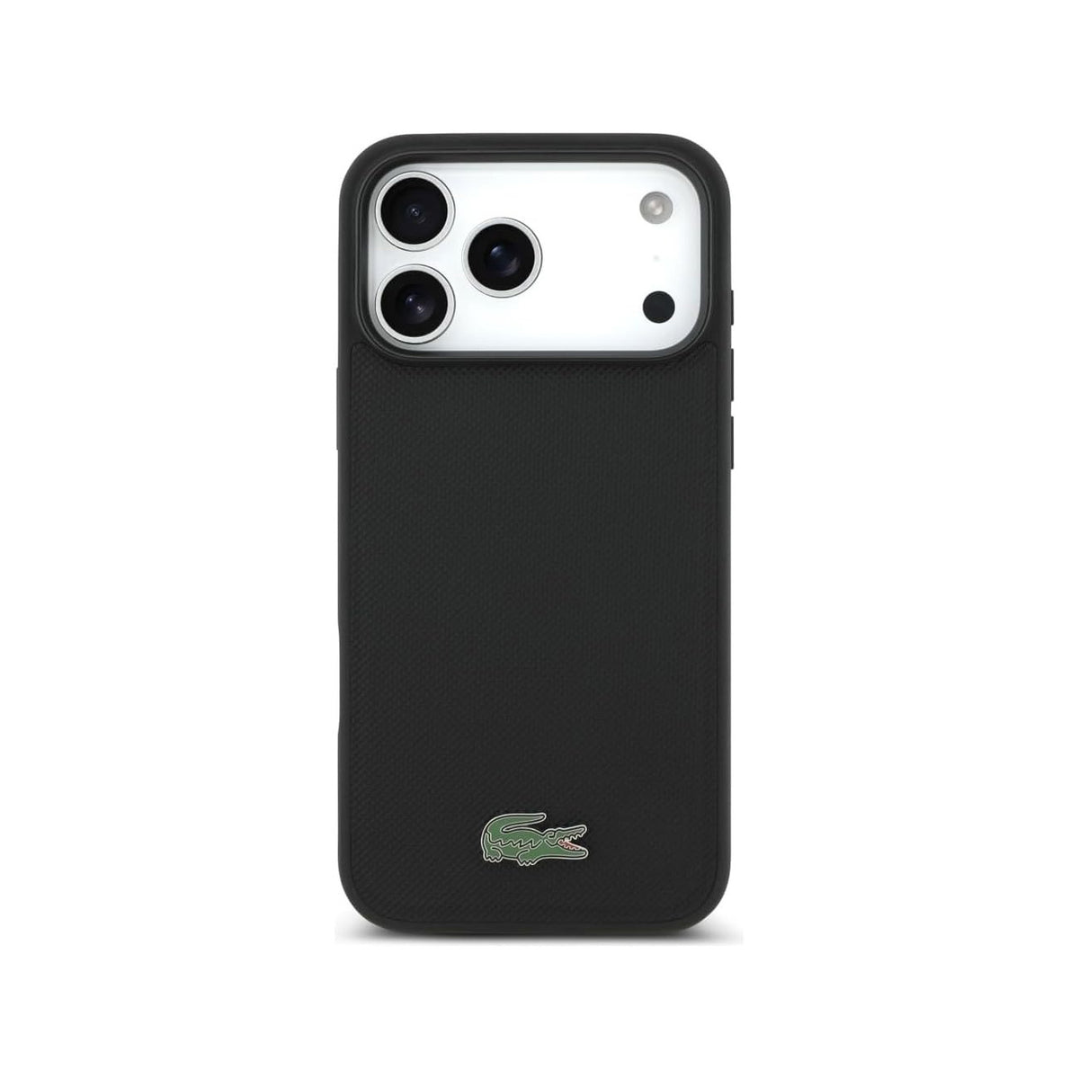 Lacoste Funda Petit Piqué con Logo Lacado para iPhone 17 Pro/18 Pro Compatible con MagSafe, Negro