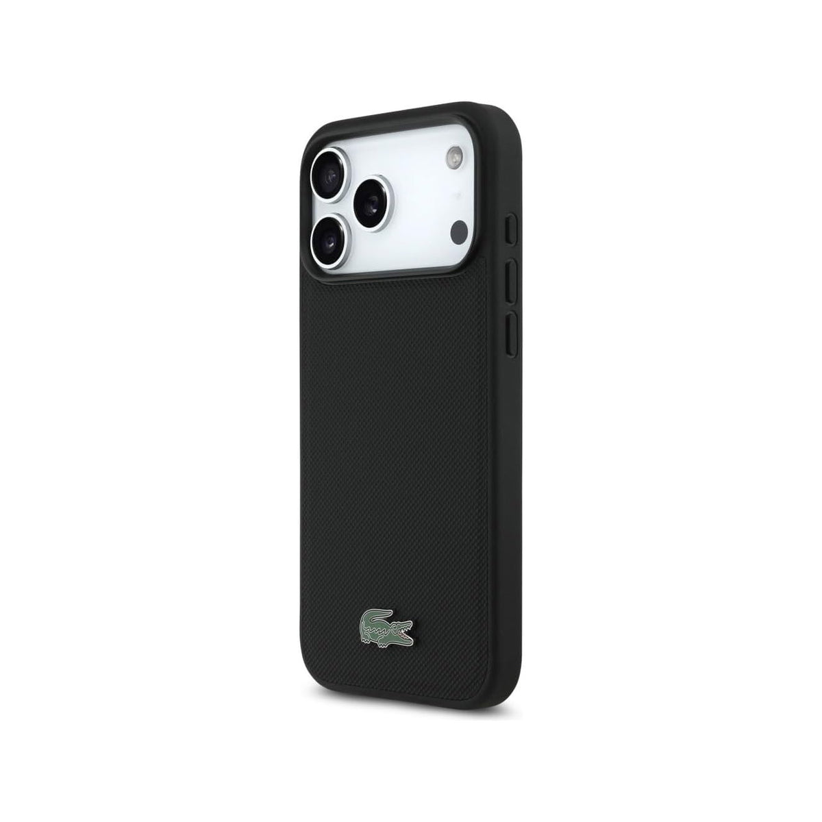 Lacoste Funda Petit Piqué con Logo Lacado para iPhone 17 Pro Max/18 Pro Max Compatible con MagSafe, Negro