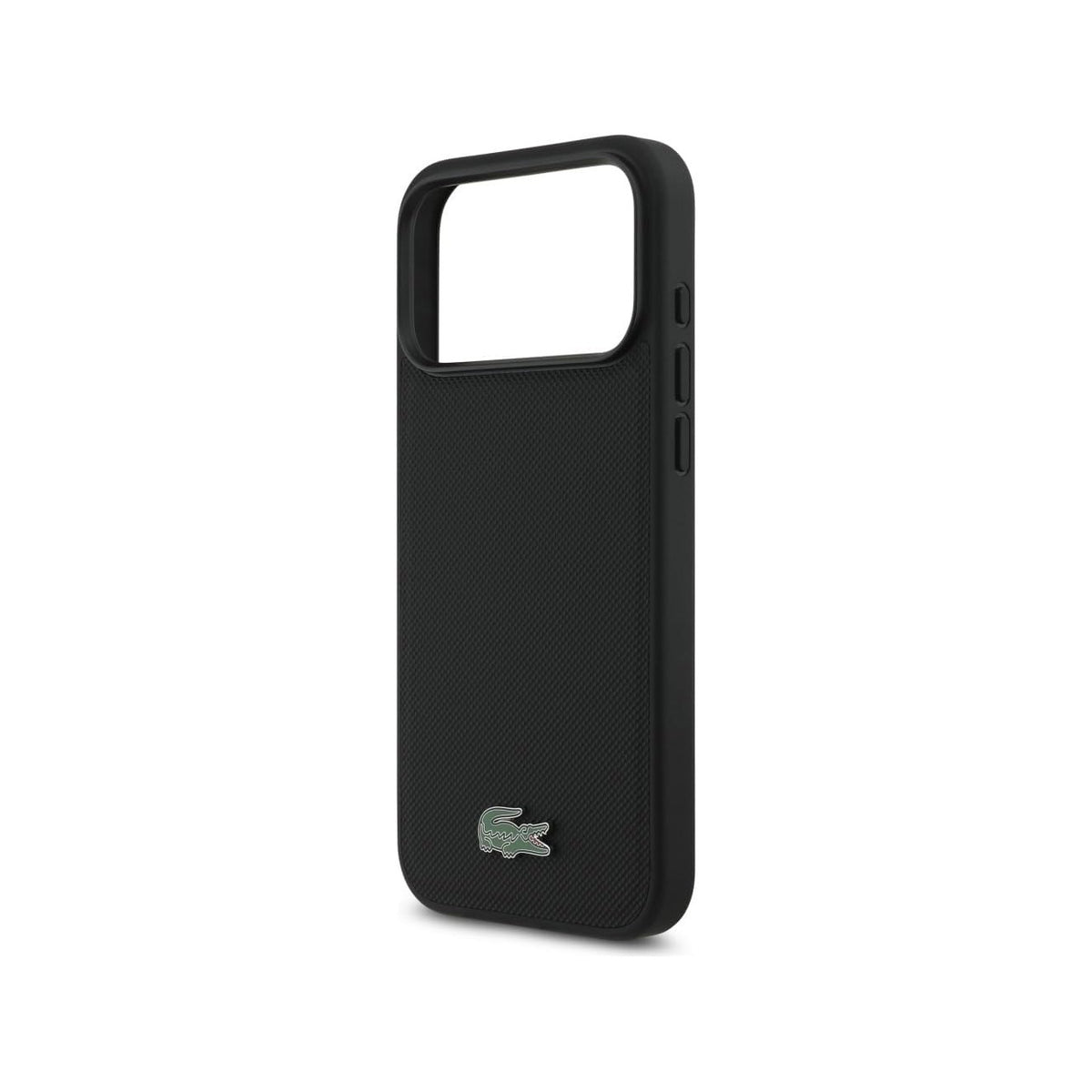 Lacoste Funda Petit Piqué con Logo Lacado para iPhone 17 Pro/18 Pro Compatible con MagSafe, Negro