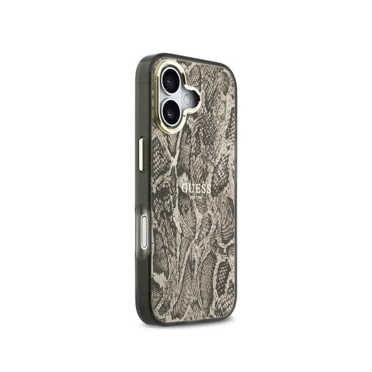 Guess Funda para iPhone 17 – Carcasa PC + TPU con MagSafe, Diseño Estampado Pitón Marrón, Protección Anticaídas y Ajuste Preciso