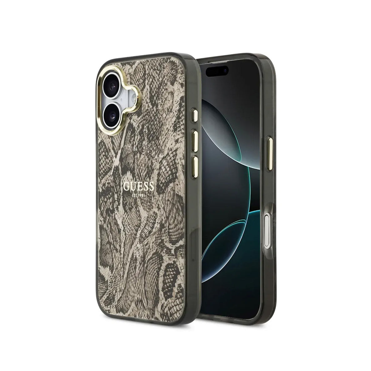 Guess Funda Estampado Pitón para iPhone 17 Compatible con MagSafe y Protección Anticaídas, Marrón