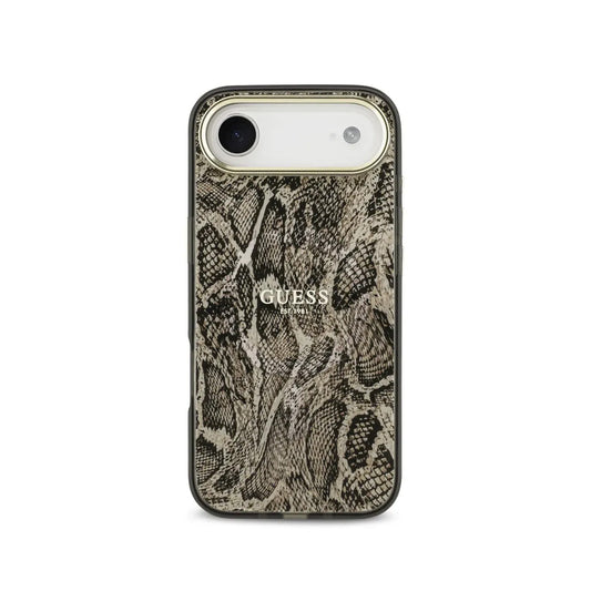 GUESS Funda para iPhone Air – Carcasa PC+TPU con MagSafe Estampado Pitón Marrón, Diseño Elegante y Ajuste Preciso