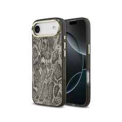 GUESS Funda para iPhone 17 Air – Carcasa PC+TPU con MagSafe Estampado Pitón Marrón, Diseño Elegante y Ajuste Preciso