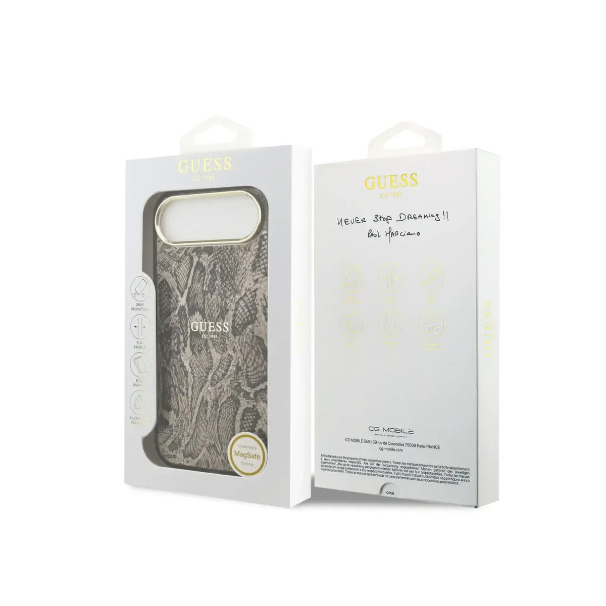 GUESS iPhone 17 Air Case – PC+TPU Case with MagSafe Brown Python Print, Elegant Design and Precise Fit