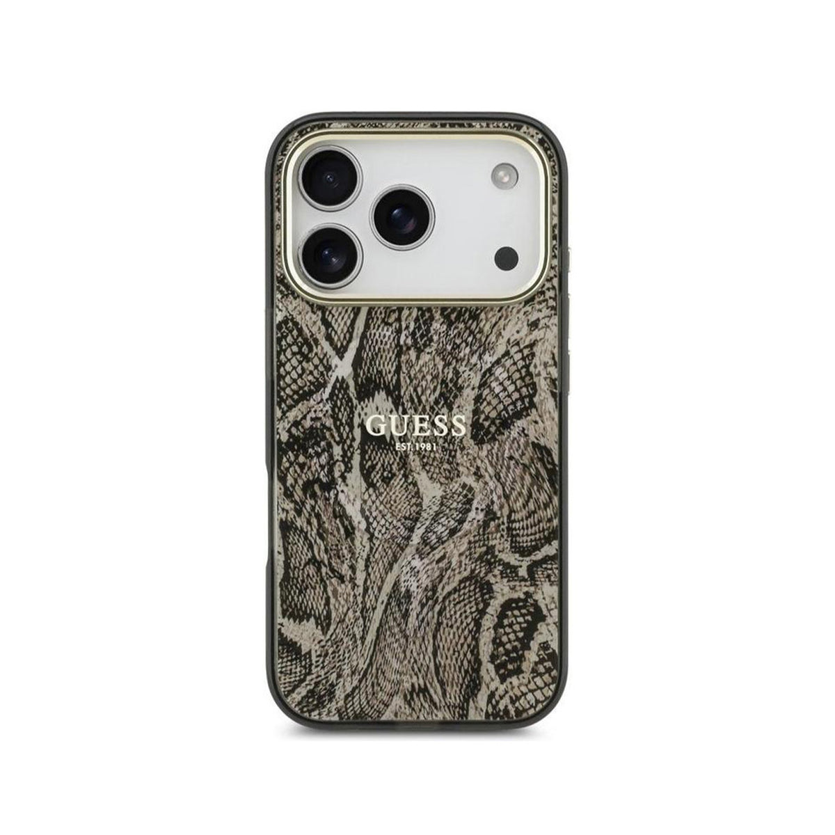GUESS Funda Estampado Pitón para iPhone 17 Pro/18 Pro Compatible con MagSafe, Marrón