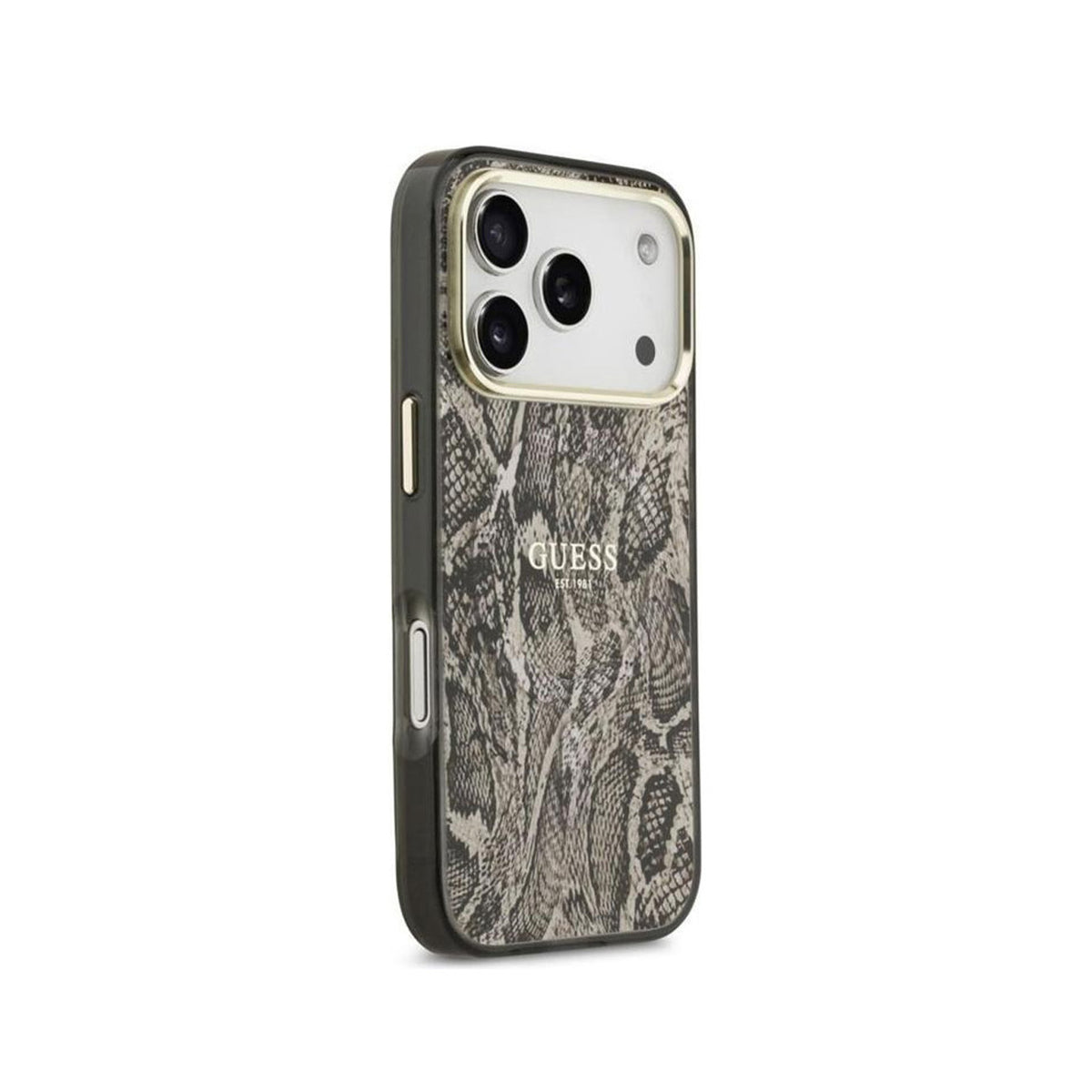 GUESS Funda Estampado Pitón para iPhone 17 Pro/18 Pro Compatible con MagSafe, Marrón