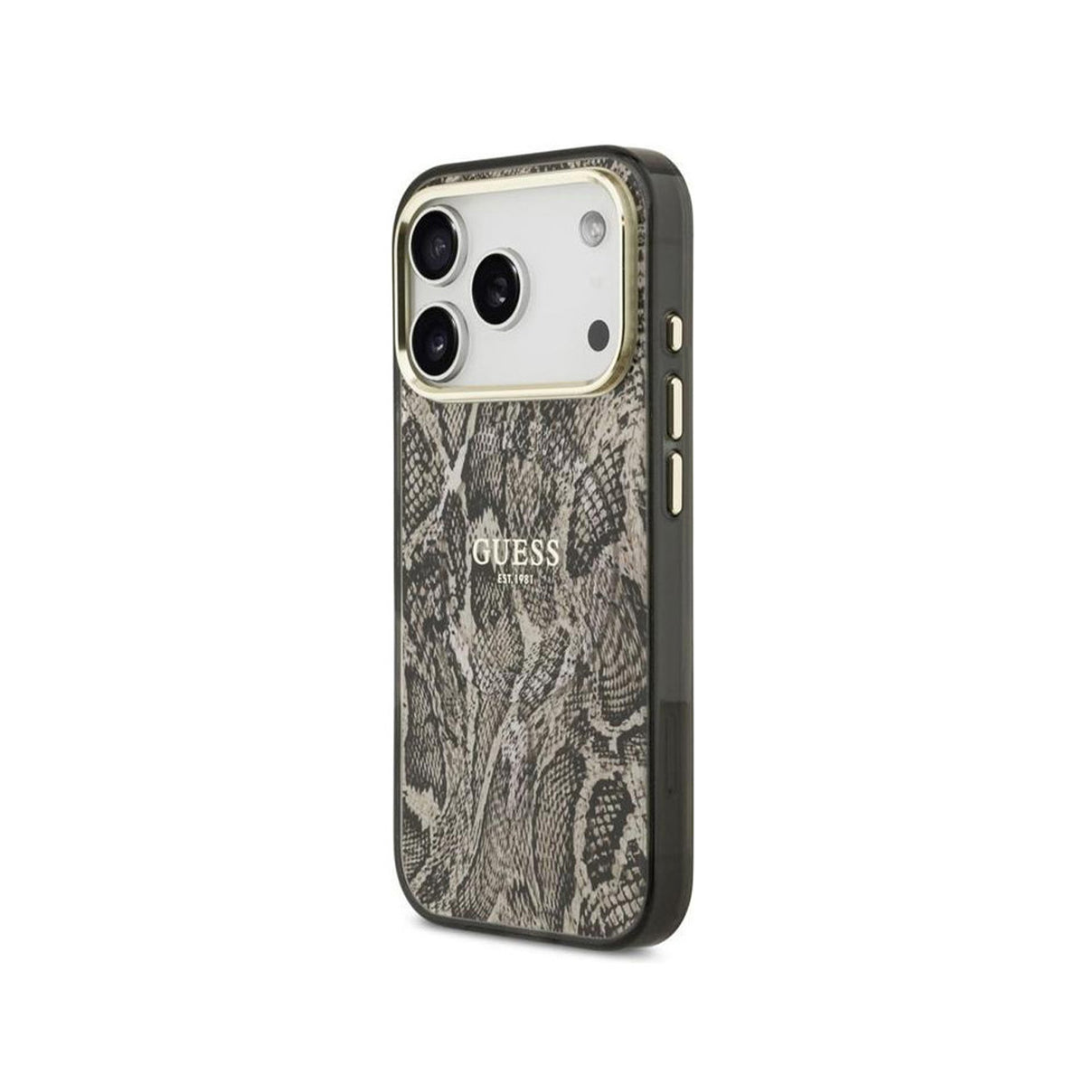 GUESS Funda Estampado Pitón para iPhone 17 Pro/18 Pro Compatible con MagSafe, Marrón