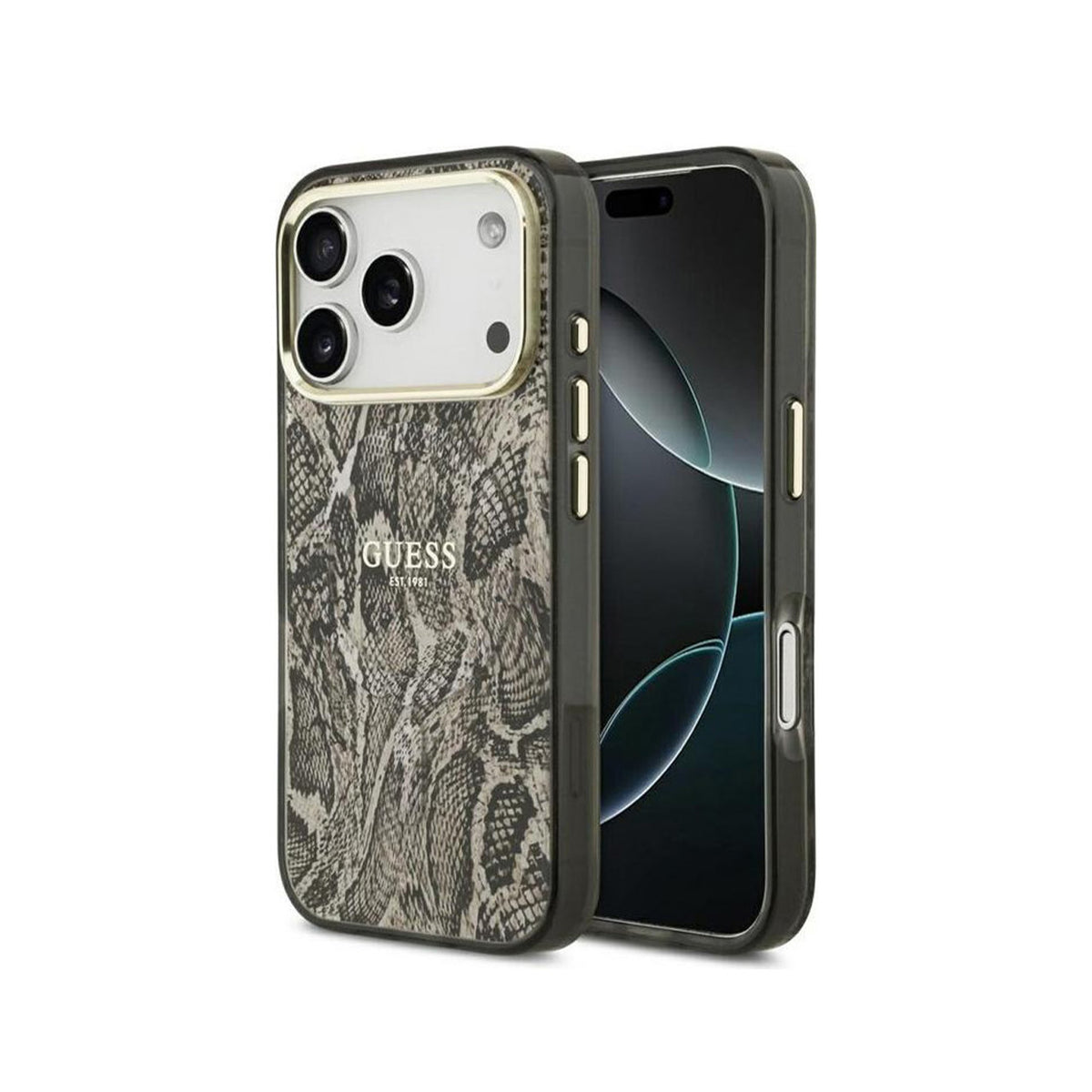 GUESS Funda Estampado Pitón para iPhone 17 Pro/18 Pro Compatible con MagSafe, Marrón