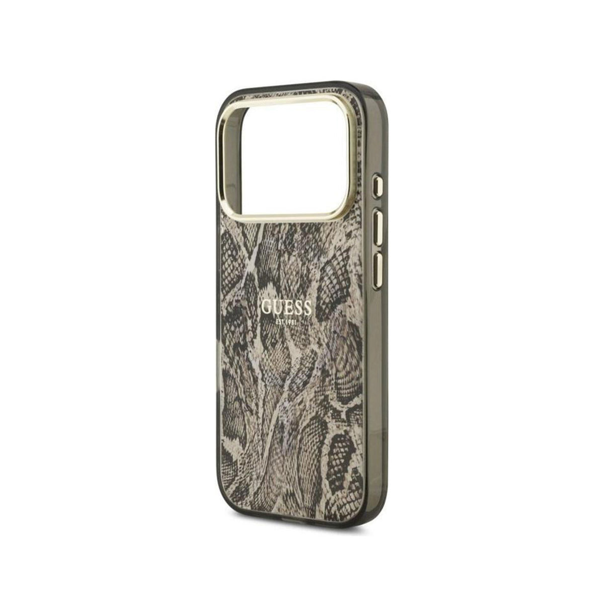 GUESS Funda Estampado Pitón para iPhone 17 Pro/18 Pro Compatible con MagSafe, Marrón