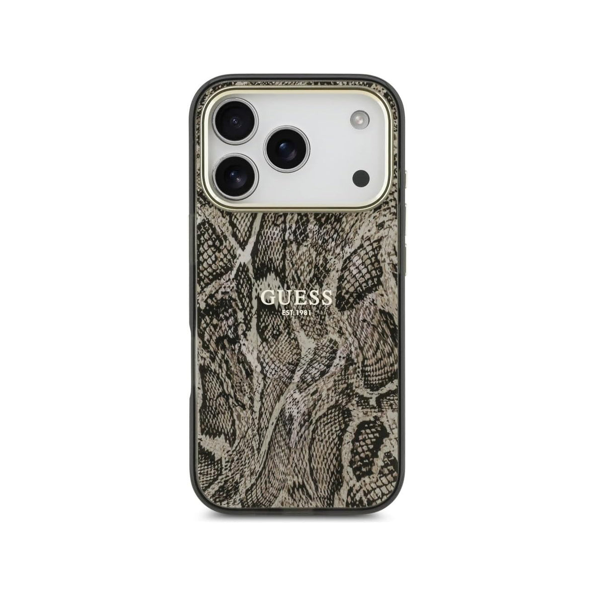 Guess Funda Estampado Pitón para iPhone 17 Pro Max/18 Pro Max Compatible con MagSafe y Protección Anticaídas, Marrón