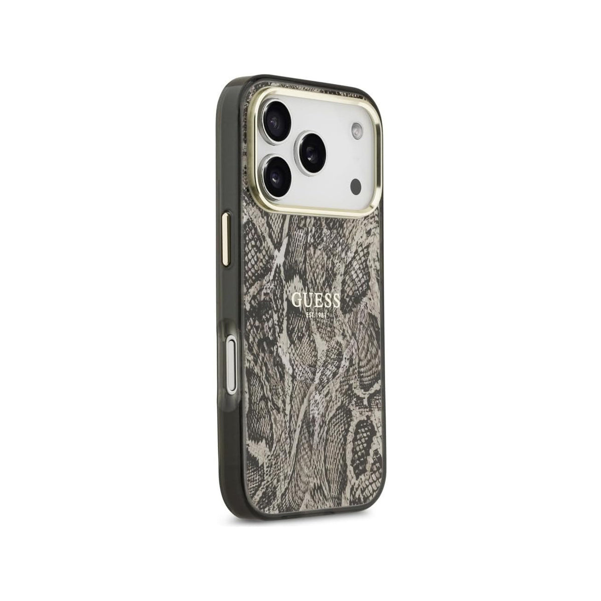 Guess Funda Estampado Pitón para iPhone 17 Pro Max/18 Pro Max Compatible con MagSafe y Protección Anticaídas, Marrón