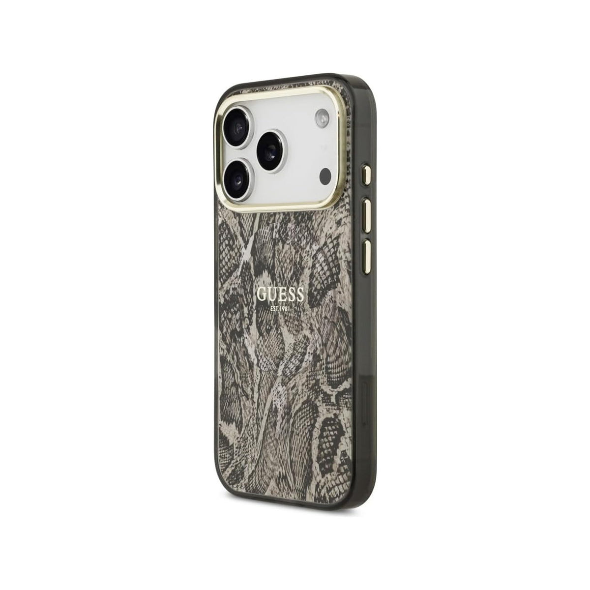 Guess Funda Estampado Pitón para iPhone 17 Pro Max/18 Pro Max Compatible con MagSafe y Protección Anticaídas, Marrón