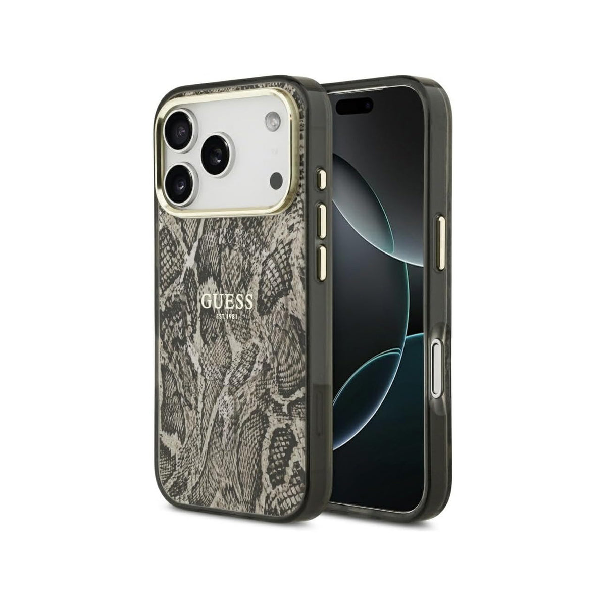 Guess Funda Estampado Pitón para iPhone 17 Pro Max/18 Pro Max Compatible con MagSafe y Protección Anticaídas, Marrón
