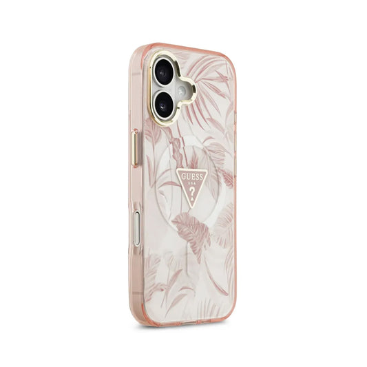 Guess Funda para iPhone 17 – Carcasa con MagSafe, Estampado Selvático Rosa, Protección Anticaídas y Ajuste Preciso