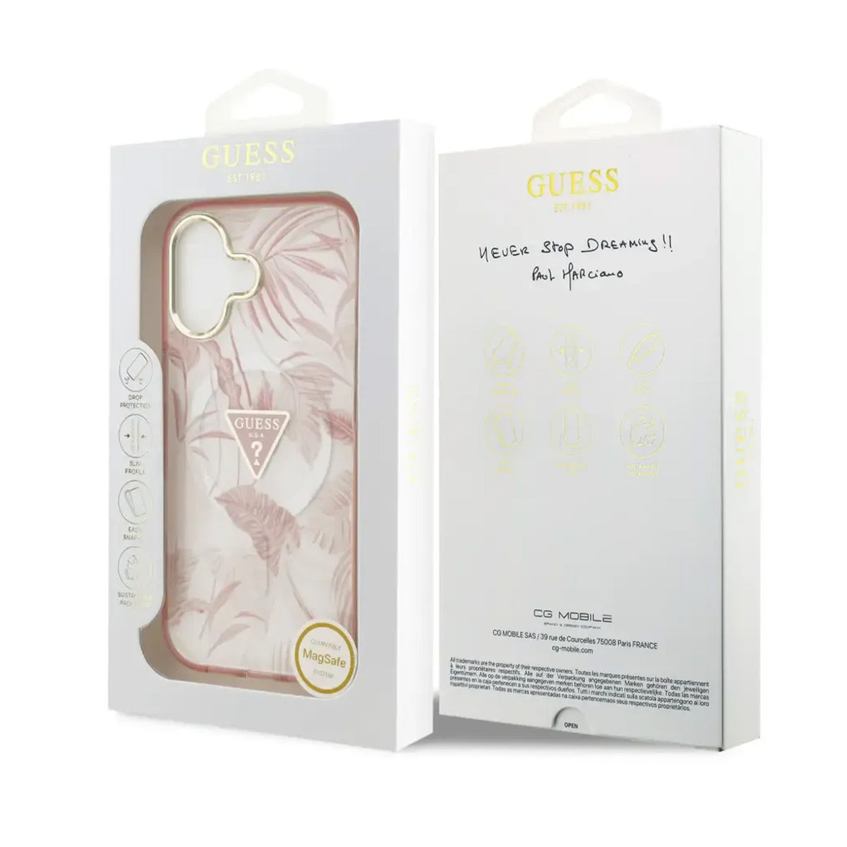 Guess iPhone 17 Case – MagSafe Compatible, Pink Jungle Print, Drop Protection, and Precise Fit