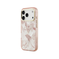 Guess Funda para iPhone 17 Pro – Carcasa PC + TPU Compatible con MagSafe, Estampado Selvático Rosa y Protección Anticaídas