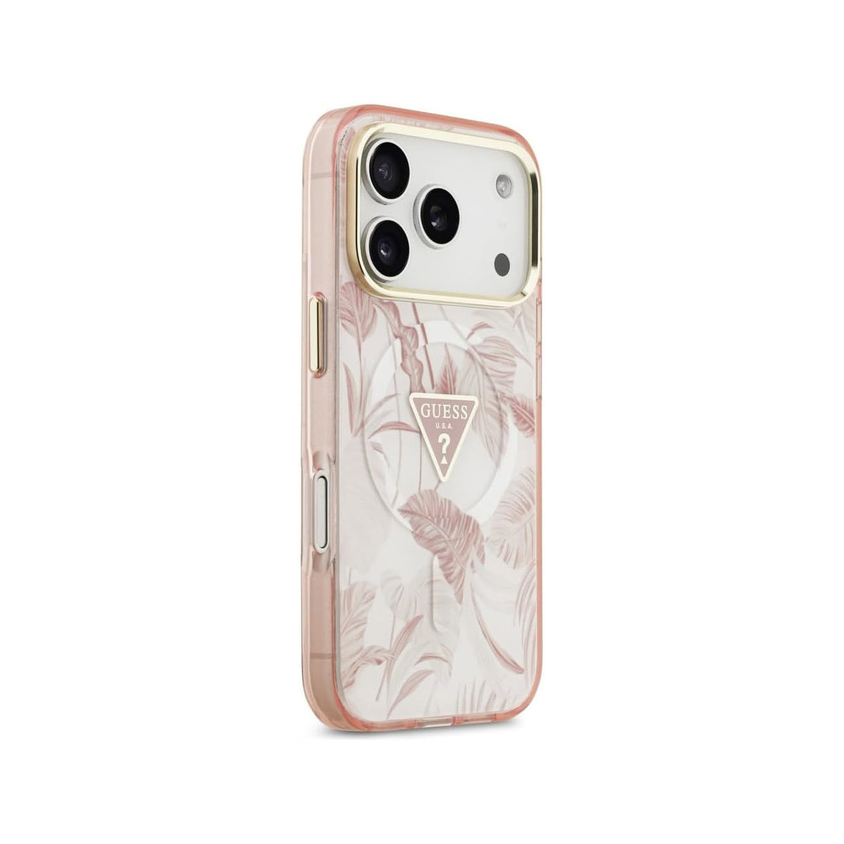 Guess Funda Estampado Selvático para iPhone 17 Pro Max/18 Pro Max Compatible con MagSafe y Protección Anticaídas, Rosa