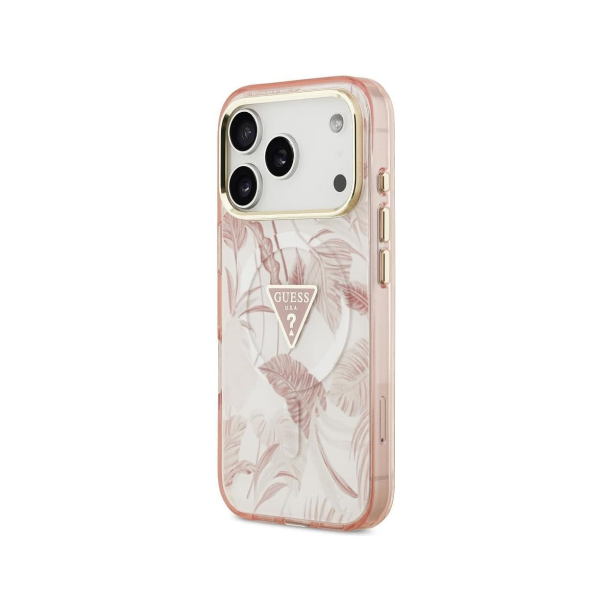 Guess Funda Estampado Selvático para iPhone 17 Pro Max/18 Pro Max Compatible con MagSafe y Protección Anticaídas, Rosa