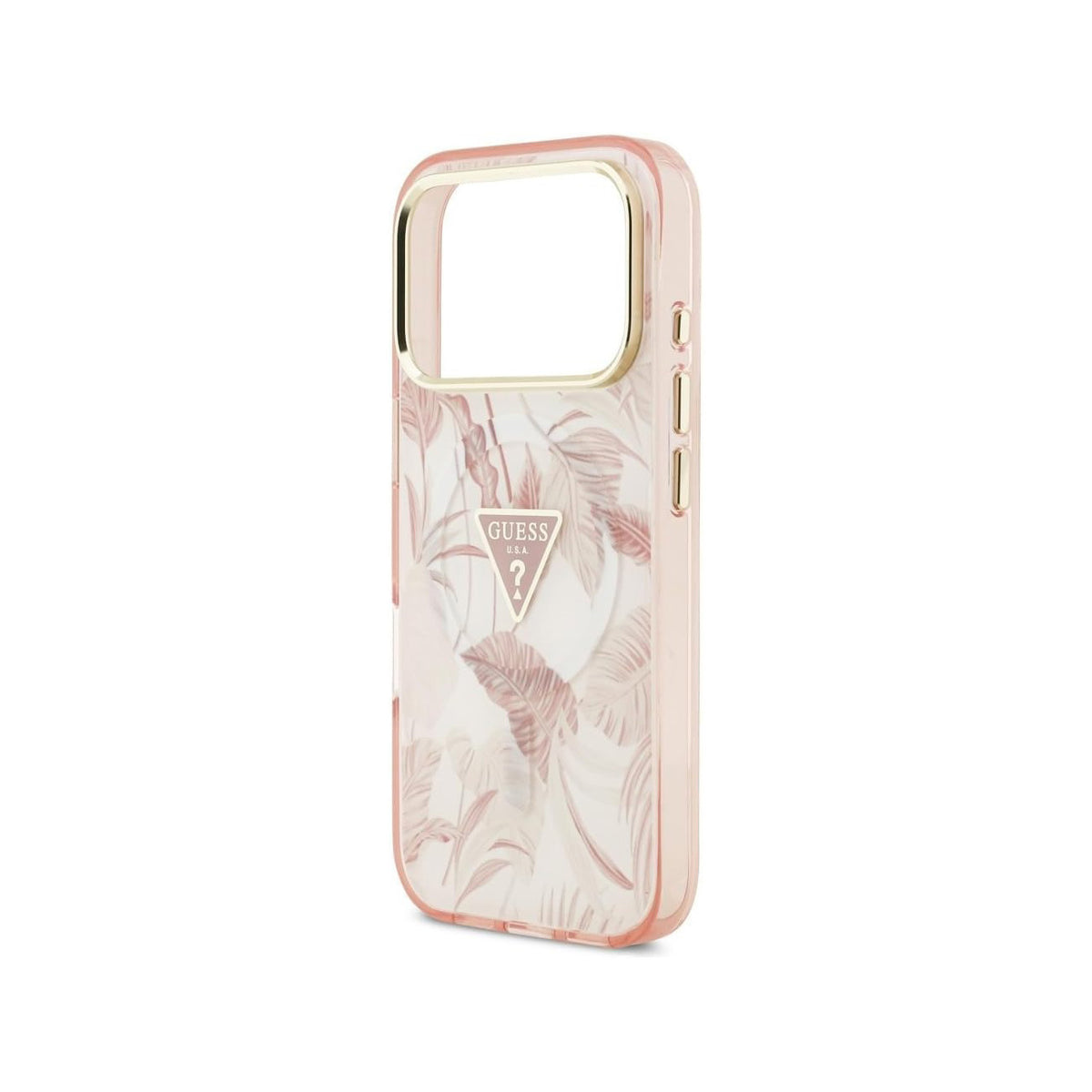 Guess Funda Estampado Selvático para iPhone 17 Pro Max/18 Pro Max Compatible con MagSafe y Protección Anticaídas, Rosa