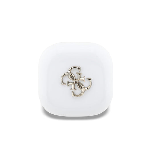 Guess Auriculares TWS Inalámbricos – Auriculares Blancos con Logo 4G Dorado, Conexión Bluetooth Estable y Estuche de Carga