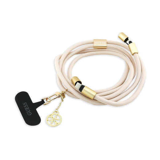 Guess Cable de Carga USB-C a USB-C 2 en 1 para Móvil con Cuerda de Nylon, Beige