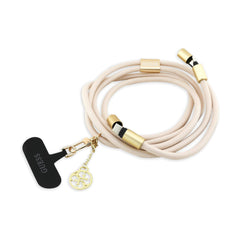 Guess Cuerda de Nylon 2 en 1 – Cable de Carga USB-C a USB-C Beige, Diseño Resistente y Carga Segura