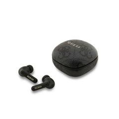 Guess Pack Bolso para Teléfono y Auriculares TWS – Bolso de Polipiel Negro con Logo 4G y Auriculares Inalámbricos, Conexión Bluetooth Estable y Diseño Elegante