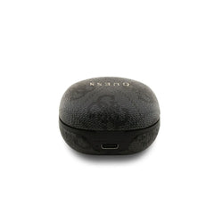 Guess Pack Bolso para Teléfono y Auriculares TWS – Bolso de Polipiel Negro con Logo 4G y Auriculares Inalámbricos, Conexión Bluetooth Estable y Diseño Elegante