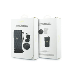 Guess Pack Bolso para Teléfono y Auriculares TWS – Bolso de Polipiel Negro con Logo 4G y Auriculares Inalámbricos, Conexión Bluetooth Estable y Diseño Elegante