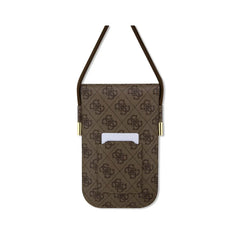 Guess Pack Bolso para Teléfono y Auriculares TWS – Bolso de Polipiel Marrón con Logo 4G y Auriculares Inalámbricos, Conexión Bluetooth Estable y Diseño Elegante