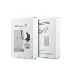Guess Pack Bolso para Teléfono y Auriculares TWS – Bolso de Polipiel Rosa con Logo 4G y Auriculares Inalámbricos, Conexión Bluetooth Estable y Diseño Elegante